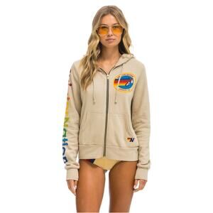 Aviator Nation Venice Surf Zip Hoodie in Sand Large